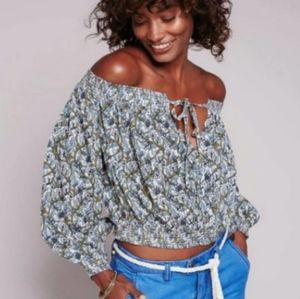 Free People Anything Floral Top Shirt Blouse Size XS Boho Peasant